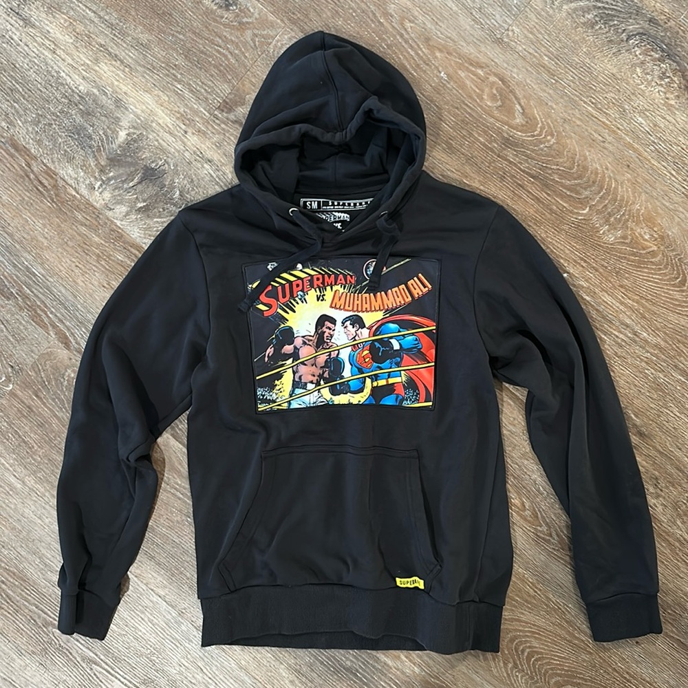 Superare Superman x Muhammad Ali Comic Hoodie Men S Black Embroidered